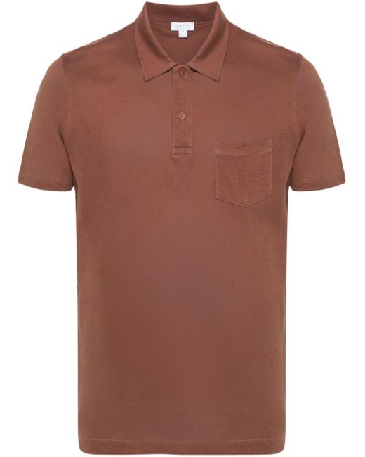 Sunspel Riviera Poloshirt aus Mesh in Brown für Herren