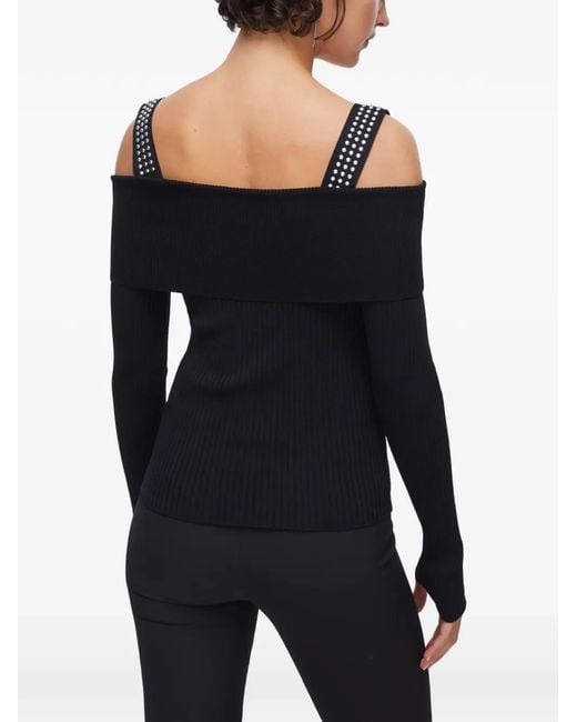 Liu Jo Black Off-The-Shoulder Stud Sweater