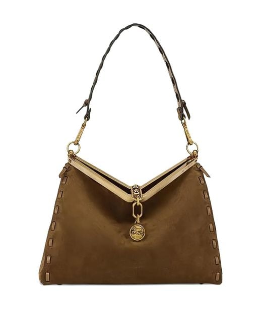 Etro Brown Medium Vela Charm Shoulder Bag