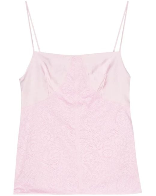 Jil Sander Pink Lace-Panelled Cami Top