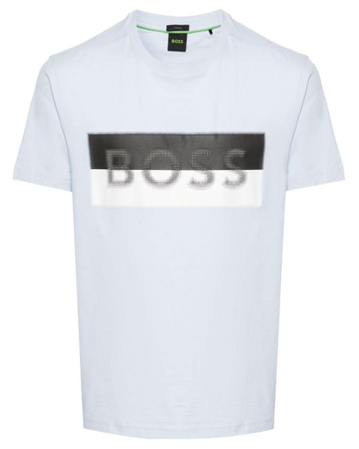 T-shirt girocollo con stampa di Boss in White da Uomo