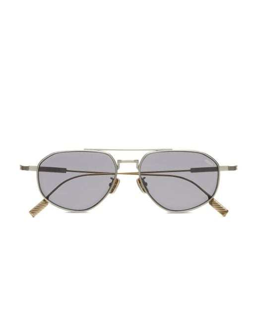 Zegna Gray Pilot-Frame Sunglasses for men