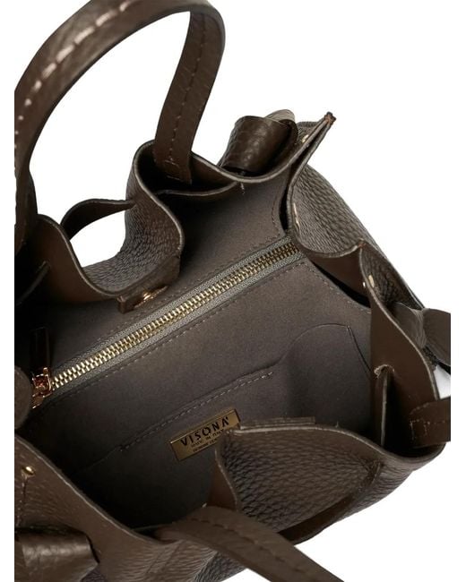 VISONA Brown Vittoria Knotted Tote Bag
