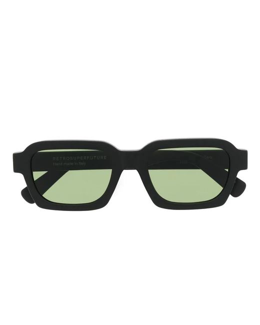 Retrosuperfuture Green Logo-Print Rectangle-Frame Sunglasses for men