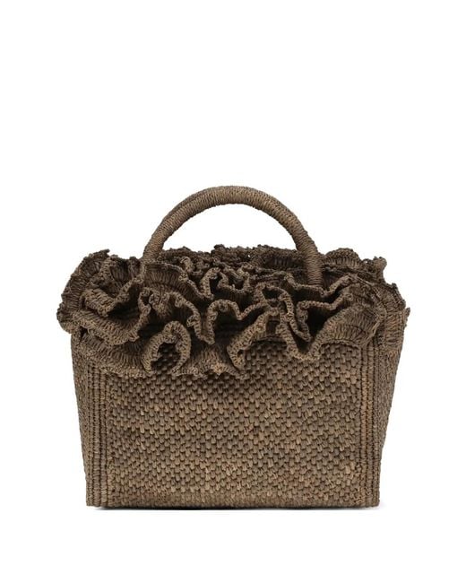 IBELIV Brown Laguna Ruffled Tote Bag