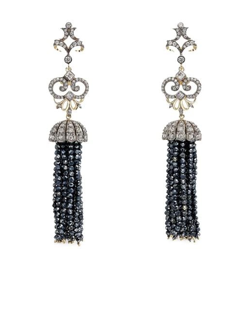 Anabela Chan White 18Kt Tassel Diamond And Onyx Earrings