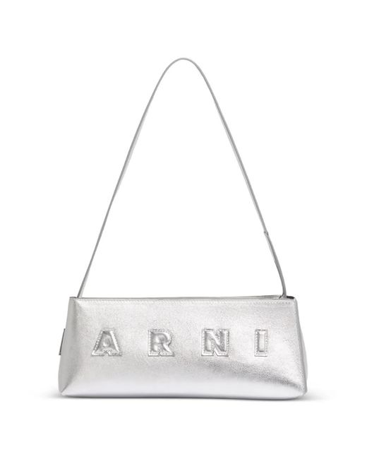 Marni White Sac Porté Épaule En Cuir À Design Embossé