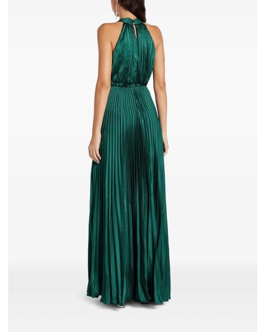 Abito Lungo Plissettato di Monique Lhuillier in Green