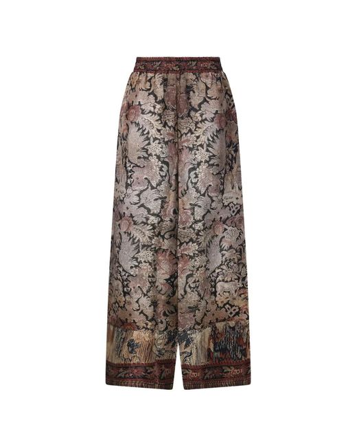 Pierre Louis Mascia Brown Aloes Patterned-Jacquard Palazzo Pants