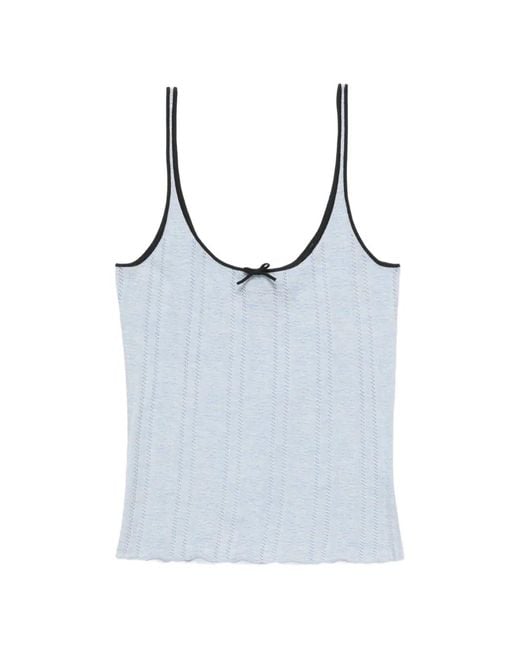 Acne Blue Silk Knit Tank Top