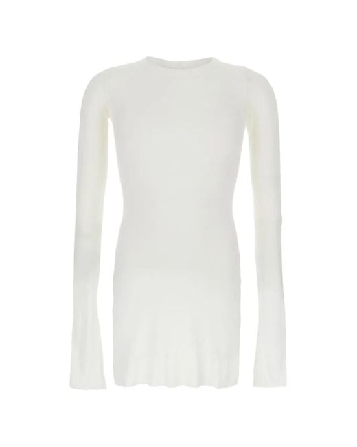 Rick Owens White Long-Sleeved Ribbed T-Shirt for men