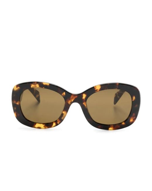 Prada Brown Logo-Embossed Oversize-Frame Sunglasses