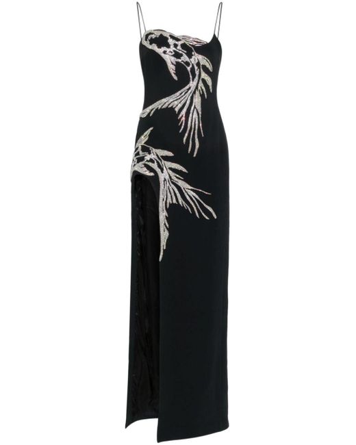 David Koma Black Koi Fish-appliqué Midi Dress