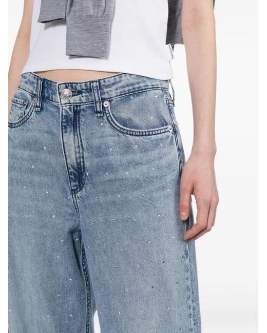 Rag & Bone Blue Jean À Ornements En Cristal Logan