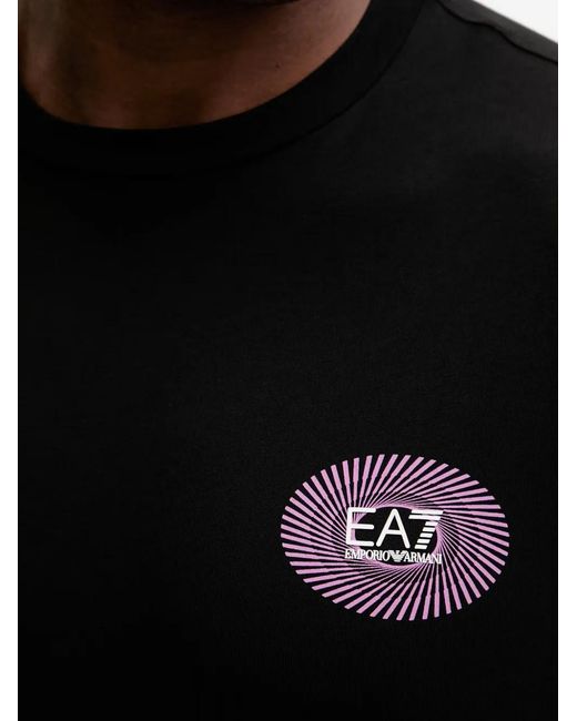 EA7 Black Logo-Print T-Shirt for men