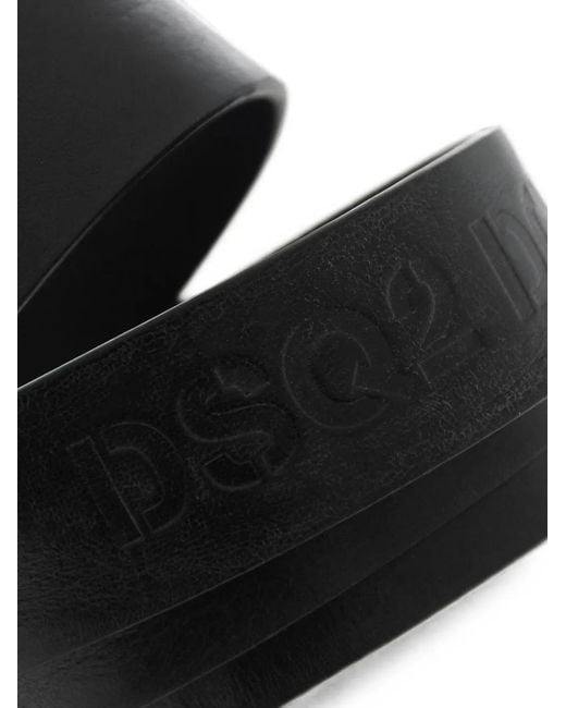 DSquared² White Logo-Debossed Leather Belt