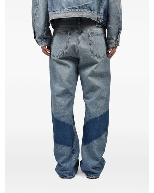 Dear BORO Blue Distressed Panelled Jeans for men