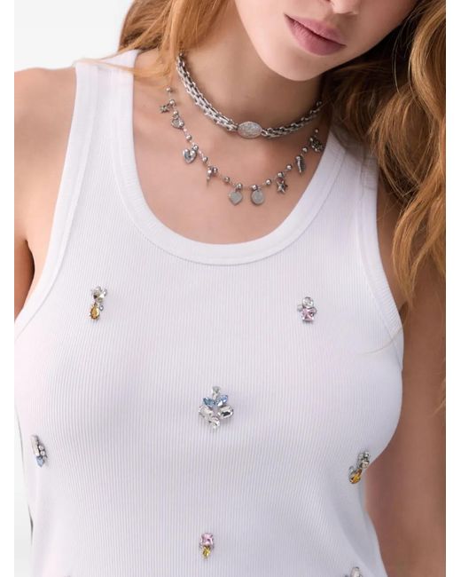 Liu Jo White T-Shirt With Jewel Decoration