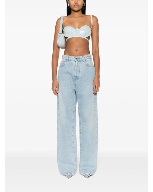 Gcds White Sequined Bra Top