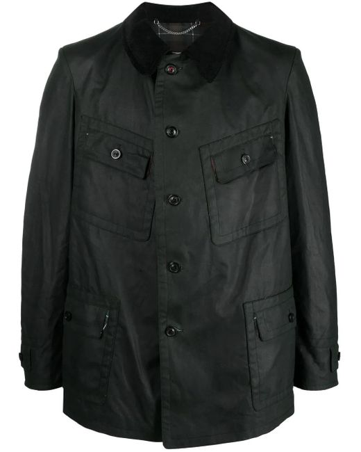 Maison Margiela Black Coated Waxed Jacket for men