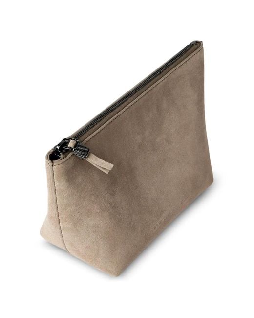 Brunello Cucinelli Brown Suede Clutch Bag