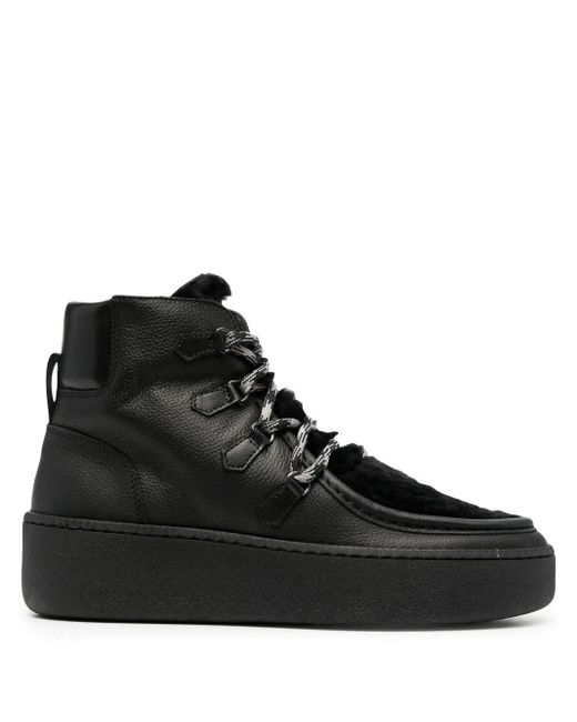 Woolrich Black Faux-Fur Detail Sneakers