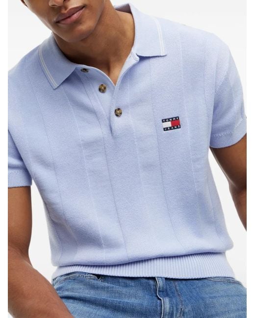 Tommy Hilfiger Blue Logo-Patch Polo Shirt for men