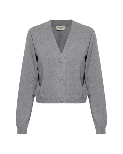 Officine Generale Gray Serena Button V-Neck Cardigan