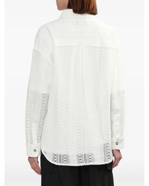 FIVE CM White Crochet Cotton Shirt for men