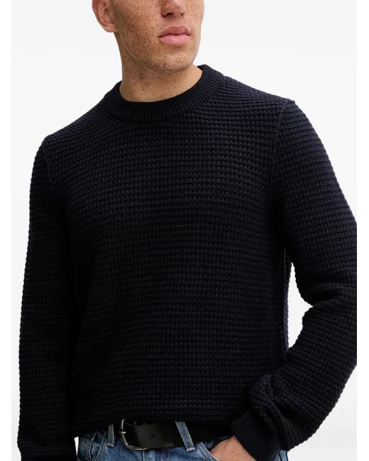 Marc O' Polo Black Waffle-Pattern Sweatshirt for men