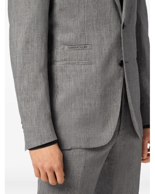 Philipp Plein Gray Linen Blazer for men
