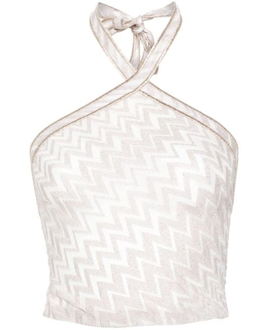 Missoni White Zigzag-woven Halterneck Top