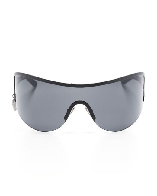 Acne Gray Logo-charm Shield-frame Sunglasses