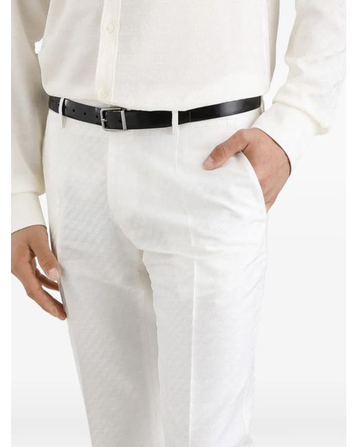 Dolce & Gabbana White Patterned Trousers for men