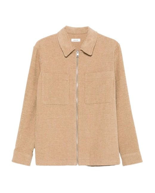 Sandro Natural Ribbed Zip-Front Shirt Jacket for men