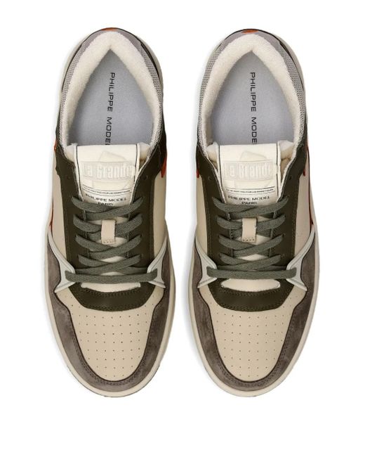 Philippe Model Brown Panelled Low-Top Sneakers for men