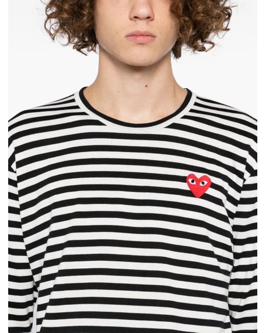 COMME DES GARÇONS PLAY Black T-Shirt Mit Herzstickerei