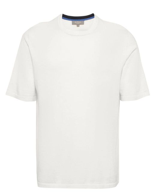 T-shirt a maglia fine di N.Peal Cashmere in White da Uomo