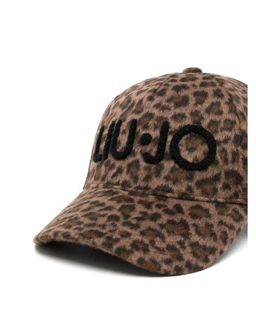Liu Jo Brown Leopard-Print Baseball Cap