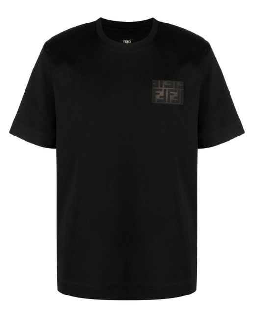 Fendi Black Ff-patch Cotton T-shirt for men