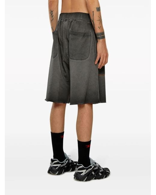 DIESEL Gray P-Bask Faded-Effect Cotton-Jersey Shorts for men