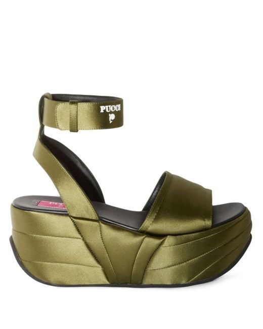 Emilio Pucci Green Ami Platform Sandals