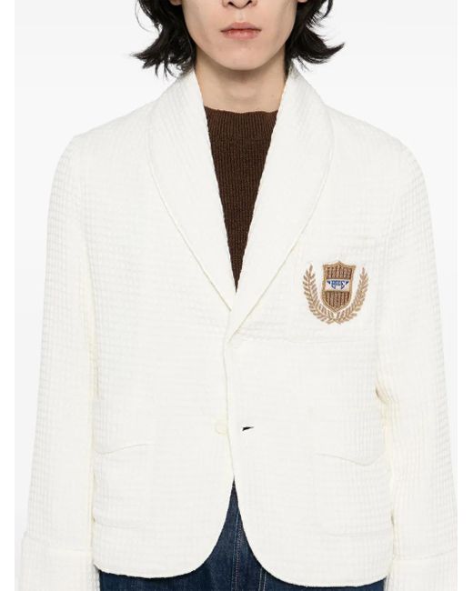 Bode White Embroidered Logo-Appliqué Blazer for men