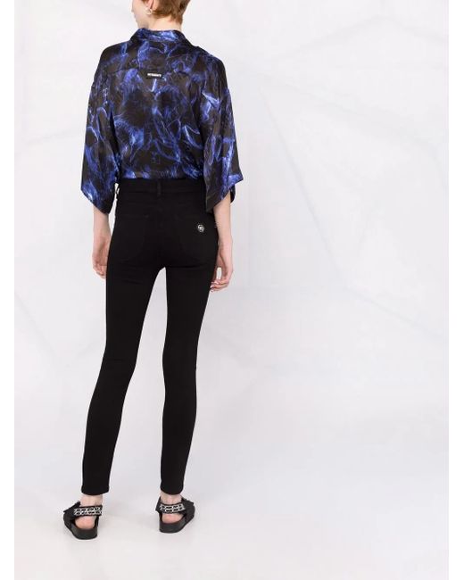 Philipp Plein Black Logo-Appliqué Skinny Jeans