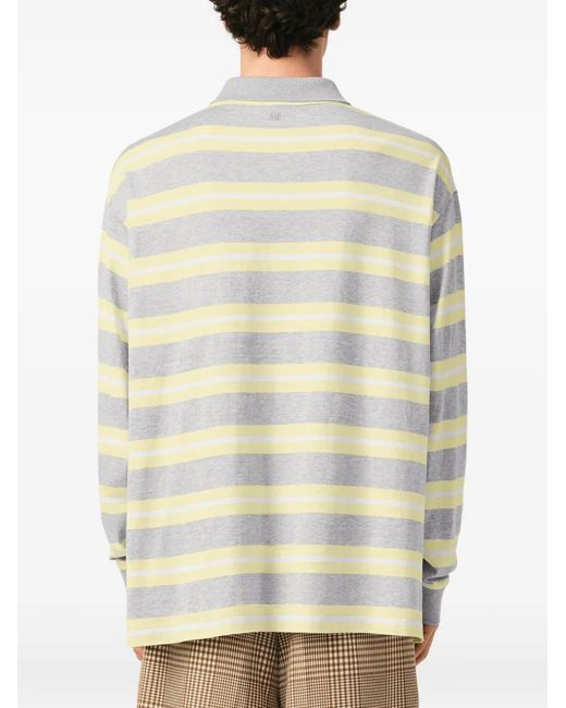 AMI Gestreept Poloshirt Met Lange Mouwen in het White voor heren