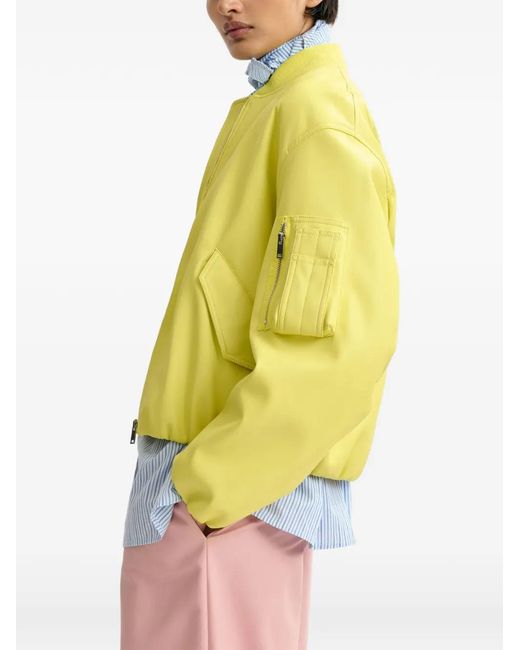 Essentiel Antwerp Yellow Pocket-Sleeve Bomber Jacket
