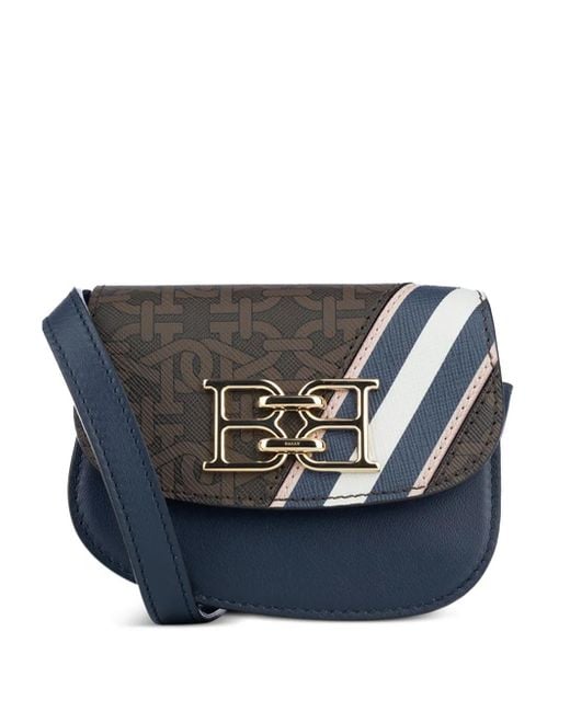 Bally Blue Monogram-Print Shoulder Bag
