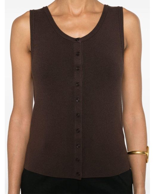 Amomento Brown Button-up Knitted Vest
