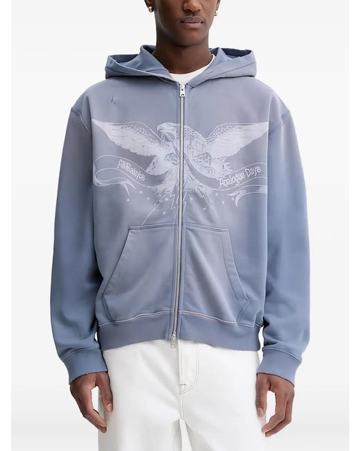 AllSaints Blue Full-Zip Hoodie for men