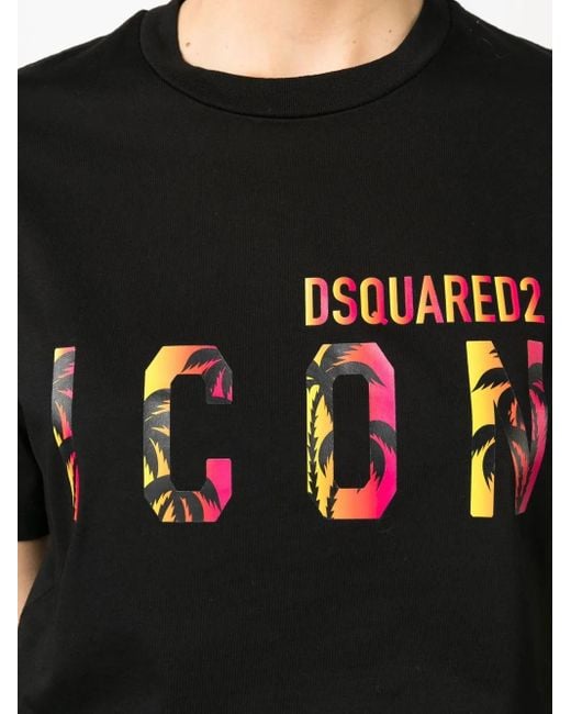 DSquared² Black Icon Logo-Print T-Shirt
